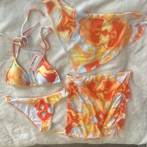 Colorful Swirl Bikini Set with Wrap